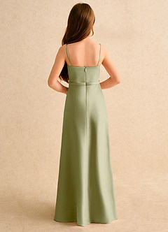 Azazie Fishie Girls Formal Flower Girl Dresses Moss Green A-Line Matte Satin Dress image7