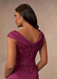 Azazie Calathea Mother of the Bride Dresses Mulberry A-Line Lace Dress image4