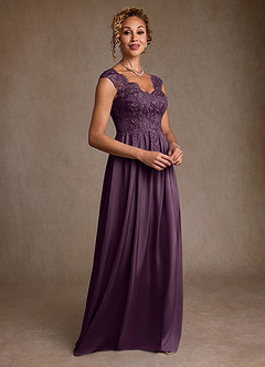 Azazie Amethyst Mother of the Bride Dresses Plum A-Line Lace Dress image5