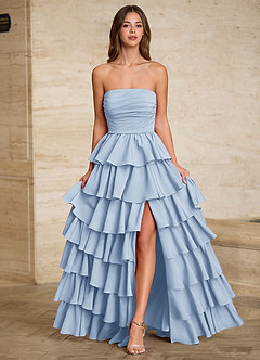 Lunafen Himmelsblå Volanger i satin med balklänning image7