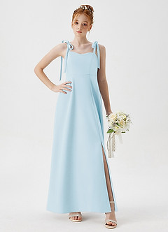 Azazie Rosey Junior Robe Trapèze en Crêpe Élastique Encolure en Forme de Cœur Bleu Ciel image5