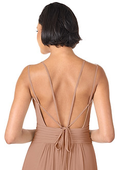 Azazie Farren Bridesmaid Dresses Champagne Rose A-Line Pleated Chiffon Convertible Dress image8