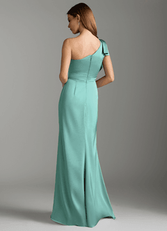 Azazie Rinna Brautjungfernkleider Meerjungfrau-Linie Gestreift Stretch-Satin Kleid Aqua image8