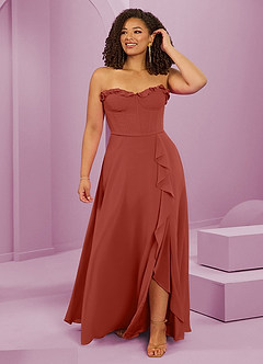 Barbie ♥ Azazie Bridesmaid Dresses Terracotta A-Line Sweetheart Neckline Chiffon Dress image8
