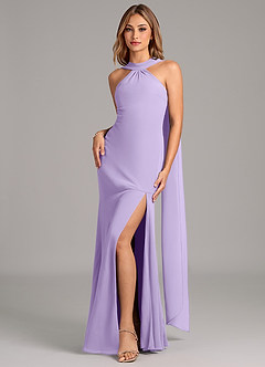 Azazie Kinsley Robes de demoiselle d'honneur Robe Sirène en Mousseline de soie Plissée Lilas image4