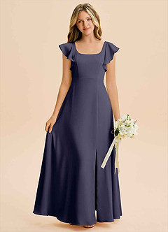 Azazie Bondi Junior A-Linie Seitliche Cut-Outs Stretch-Satin Kleid Sturm image1