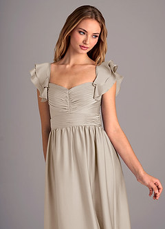 Azazie Anaya Brautjungfernkleider Wandelbar A-Linie Herzausschnitt Stretch-Satin Kleid Frost image6