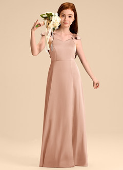 Azazie Everett Junior Rose Gold A-Line Bow Stretch Satin Dress image5