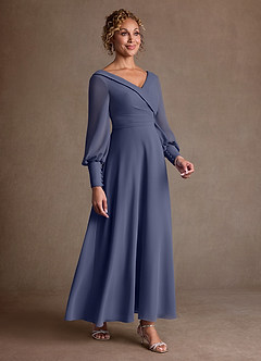 Azazie Paterson Klänningar till brudens mor Klä A-Line i Chiffong Plisserad Stormig image3