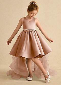 Azazie Julietta vestidos de niña de las flores Vestido de Champán Rosado de Tul de Princesa con Convertible image5