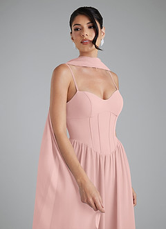 Azazie Alisha Bridesmaid Dresses Powder Pink A-Line Corset Chiffon Dress image7