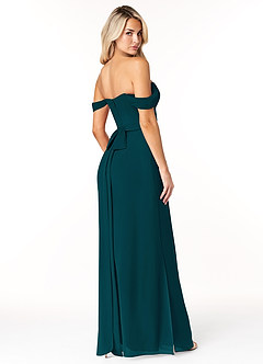 Azazie Joretta Final Sale Pine A-Line Off the Shoulder Chiffon Convertible Dress image5