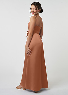 Azazie Anina Junior Robe Trapèze en Satin extensible Arc Bronze image5
