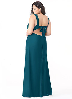 Azazie Christiana Abiti da Damigella Abito A-Line in Chiffon con Scollo a V a Pieghe Blu Inchiostro image8