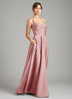Azazie Shaude Bridesmaid Dresses Dusty Rose A-Line Pleated Stretch Satin Dress image6
