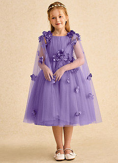 Azazie Staria Flower Girl Dresses Tahiti Ball-Gown Ruched Tulle Dress image3