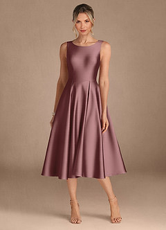Azazie Fulton vestidos de madre de la novia Vestido de Malva Vintage de Satén Elástico de Corte En A con Plisado image5