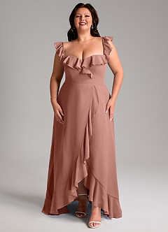 Azazie Lyra Abiti da Damigella Abito Convertibile A-Line in Chiffon Cedro Rosa image15
