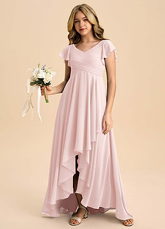 Azazie Caria Junior Blushing Pink A-Line Pleated Chiffon Dress image6