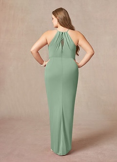 Azazie Hadid Mère de la mariée Robes Robe Fourreau en Maille Plissée Matcha image8