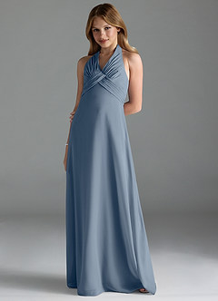 Azazie Tessie Junior A-Linie Plissee Chiffon Kleid Zwielichtviolett image1