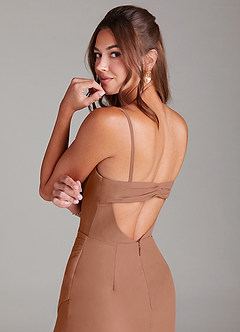 Azazie Leonis Bridesmaid Dresses Bronzer Sheath Strapless Chiffon Convertible Dress image4
