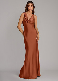 Azazie Cheryl Bridesmaid Dresses Cedar Rose Mermaid Stretch Satin Dress image5