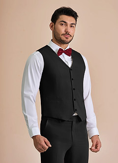front William Black Comfort Blend Suit Vest
