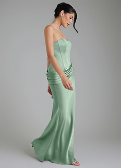Azazie Draya Robes de demoiselle d'honneur Robe Sirène en Satin extensible Sans bretelles Agave image6