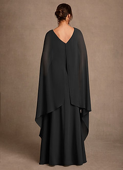 Azazie Liddie Mother of the Bride Dresses Black A-Line Pleated Chiffon Dress image4