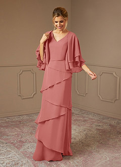 Azazie OHara Mother of the Bride Dresses Antique Rose A-Line V-Neck Chiffon Dress image3