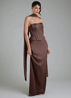 Azazie River Bridesmaid Dresses Ganache Sheath Corset Stretch Satin Convertible Dress image1