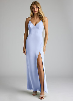 Azazie Becca Bridesmaid Dresses Ice Sheath V-Neck Chiffon Dress image1