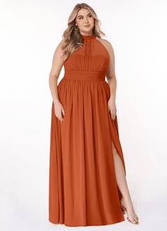Azazie Iman At-home Try On Dresses Dusty Blue A-Line A-Line Ruched Chiffon Dress image11