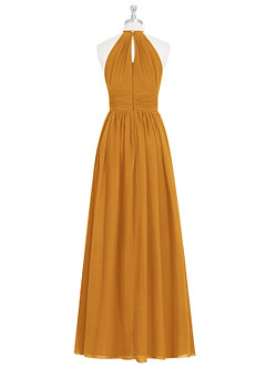 Azazie Cherish Bridesmaid Dresses Butterscotch A-Line Pleated Chiffon Dress image7