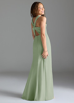 Azazie Rue Junior Dusty Sage Mermaid Side Slit Chiffon Dress image5
