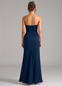 Azazie Debby Brautjungfernkleider Wandelbar Meerjungfrau-Linie Schulterfrei Stretch-Satin Kleid Dunkelmarine image7