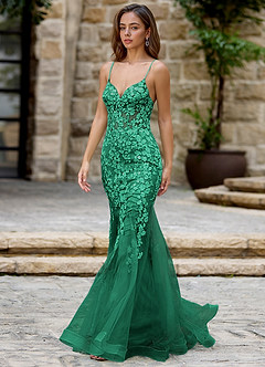 Dentelle Verde Vestido de fiesta de sirena image4