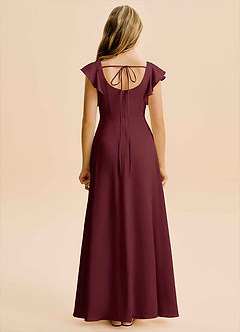 Azazie Bondi Junior Cabernet A-Line Side Slit Stretch Satin Dress image2