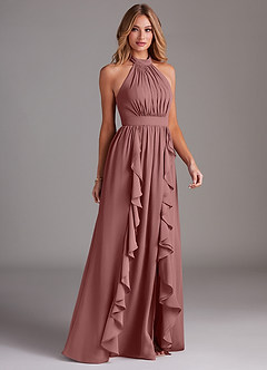 Azazie Avary Brautjungfernkleider A-Linie Plissee Chiffon Kleid Wüstenrose image5
