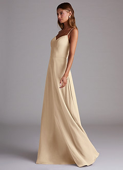 Azazie Marley Bridesmaid Dresses Champagne A-Line Off the Shoulder Chiffon Convertible Dress image6