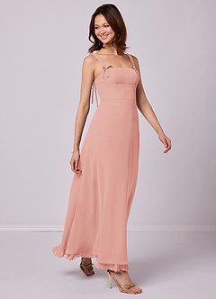 Barbie ♥ Azazie Bridesmaid Dresses Rosette A-Line Pleated Chiffon Dress image1