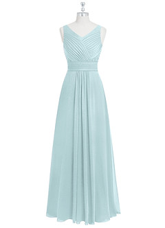Azazie Pierrette Bridesmaid Dresses Mist A-Line Pleated Chiffon Dress image7