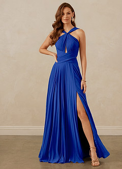 Christian Siriano Bridal for Azazie 1009 Bridesmaid Dresses Royal Blue A-Line Pleated Chiffon Dress image2