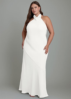 Azazie Velli Abiti da Damigella Abito Sirena in Chiffon Collo alto Bianco image8