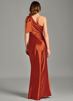 Azazie Yuanna Bridesmaid Dresses Paprika Mermaid One Shoulder Metallic Satin Dress image6