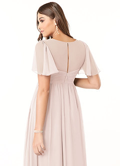 Azazie Verna Maternity Bridesmaid Dresses A-Line V-Neck Ruched Chiffon Floor-Length Dress image6