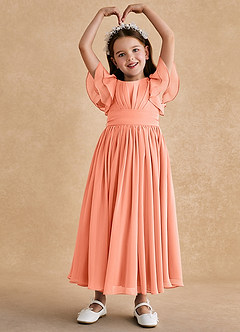 Azazie Ali Flower Girl Dresses Sunset A-Line Pleated Chiffon Dress image3