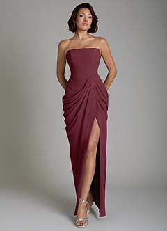 Azazie Nyra Abiti Prova a Casa Abito Tubino in Chiffon Corsetto Cabernet image1