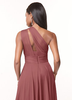 Azazie Charlize Bridesmaid Dresses Amethyst A-Line One Shoulder Mesh Dress image4